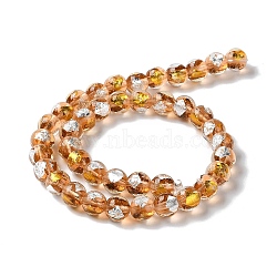 Handmade Gold & Silver Foil Lampwork Beads, Round, Camel, 12mm, about 33pcs/strand, 15.59 inch(39.6cm)(GLAA-G107-07A-06)