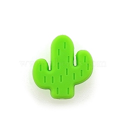 Food Grade Eco-Friendly Silicone Focal Beads, Chewing Beads For Teethers, DIY Nursing Necklaces Making, Cactus, Lime, 25x23x8mm, Hole: 2mm(FIND-PW0005-02A-12)