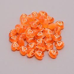 Transparent Acrylic Beads, with Enamel, Heart, Dark Orange, 6.5x6.5x4.5mm, Hole: 1mm, 100pcs/bag(TACR-TAC0001-05H)