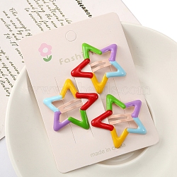 3Pcs Colorful Alloy Snap Hair Clips for Girl, Star, 100x80mm(PW-WGB0C0F-05)