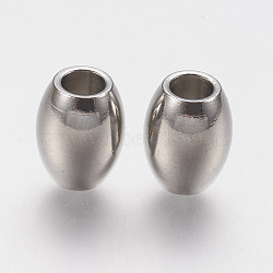 Tarnish Resistant 201 Stainless Steel European Beads, Large Hole Beads, Barrel, Stainless Steel Color, 10x8mm, Hole: 4mm(STAS-F141-09P)