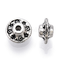 Tibetan Style Alloy Spacer Beads, Disc, Cadmium Free & Lead Free, Antique Silver, 8.5x5mm, Hole: 1.6mm, about 1450pcs/1000g(TIBE-T014-30AS)