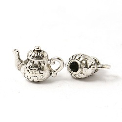 Tibetan Style Alloy Charms, Teapot, Cadmium Free & Lead Free, Antique Silver, Size: about 13mm long, 15mm wide, 8mm thick, hole: 2mm(X-TIBEP-0802-S-LF)