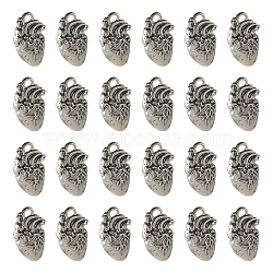 50Pcs Tibetan Style Alloy Pendants, Heart Charm, Antique Silver, 25x16x4mm, Hole: 2.5mm(FIND-SC0005-17)