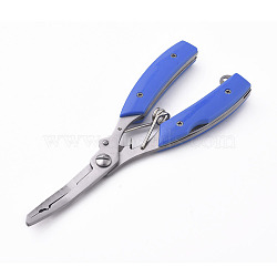 Stainless Steel Fishing Scissors, Curved Forceps, Remover Hook Split Ring Line Cutters, with Nylon Bag, Blue, 165x58.5x15.5mm, Bag: 185x88x19mm(TOOL-WH0021-96)