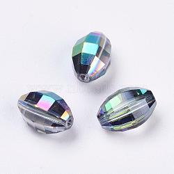 Imitation Austrian Crystal Beads, Grade AAA, K9 Glass, Faceted, Oval, Colorful, 8x11mm, Hole: 0.9~1mm(SWAR-F056-11x8mm-31)