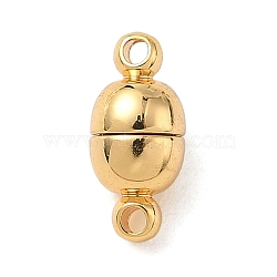 Oval Brass Magnetic Clasps, with Loops, Nickel Free, Real 18K Gold Plated, 11.5x5mm, Hole: 1.2mm(KK-B160-36G)
