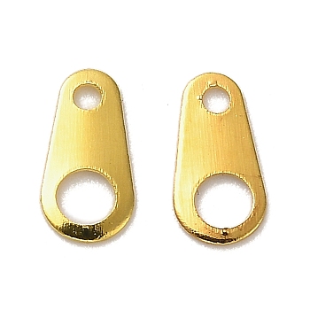 Brass Chain Extender Connectors, Lead Free & Cadmium Free, Teardrop, Golden, 8x4x0.3mm, Hole: 1mm and 2.2mm