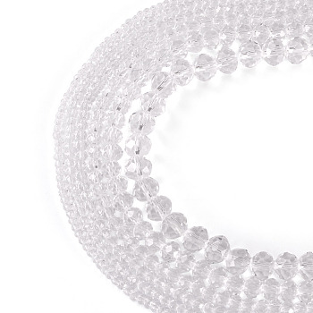 6 Strands 6 Styles Glass Beads Strands, Faceted, Rondelle, Clear, 2.3~8x2~6mm, Hole: 0.4~1mm, about 64~155pcs/strand, 12.6~16.54 inch(32~42cm), 1 strand/style