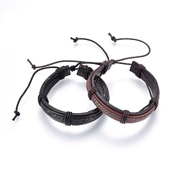 Leather Cord Bracelets, with Waxed Cord, Mixed Color, 2 inch(5cm)~3-1/8 inch(8cm)