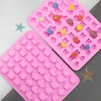48-Cavity Silicone Animal Wax Melt Molds, For DIY Wax Seal Beads Craft Making, Rectangle, Pearl Pink, 207x150x9mm
