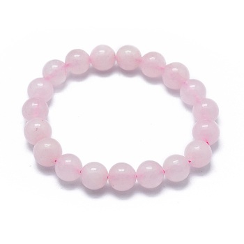 Natural Rose Quartz Bead Stretch Bracelets, Round, Dyed, 2-1/8 inch~2-3/8 inch(5.5~6cm), Bead: 8mm