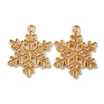 Christmas Alloy Enamel Pendants, with Sequins, Snowflake Charm, Light Gold, Gold, 23.5x18.5x1.5mm, Hole: 1.5mm