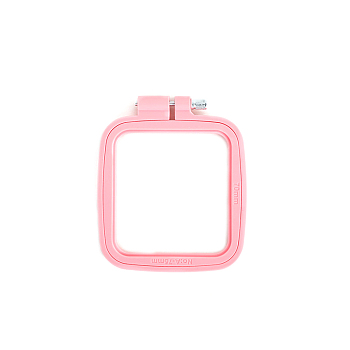 ABS Plastic Cross Stitch Embroidery Hoops, Embroidered Display Frame, Sewing Tools Accessory, Pink, 75x70mm