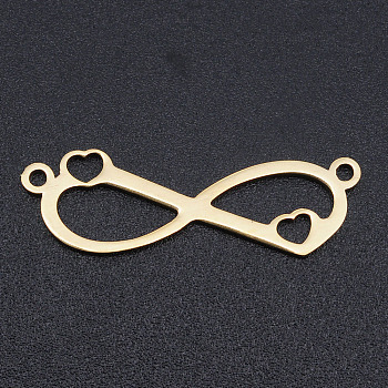 201 Stainless Steel Links connectors, Laser Cut Links, Infinity, Golden, 8.5x28x1mm, Hole: 1.4mm