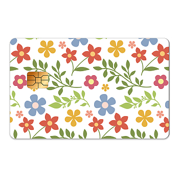 Plastic Waterproof Card Stickers, Self-adhesion Card Skin for Bank Card Decor, Rectangle, Flower, 140x190mm