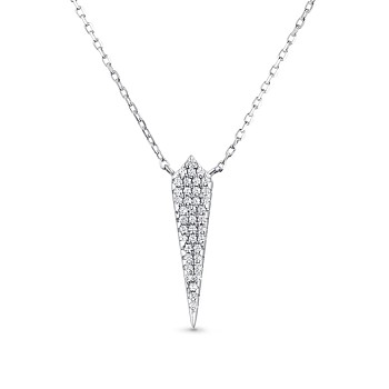 TINYSAND 925 Sterling Silver Cubic Zirconia Triangle Pendant Necklace, Silver, 15.6 inch