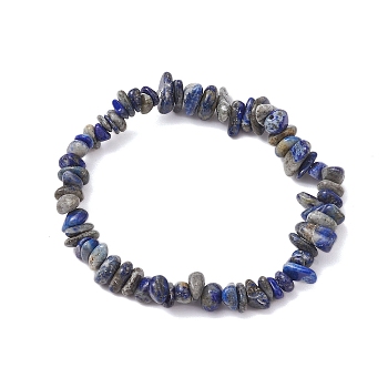 Natural Lapis Lazuli Chip Beaded Stretch Bracelets for Women Men, Inner Diameter: 2 inch(5cm)