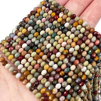 Natural Alashan Agate Beads Strands, Faceted, Rondelle, 4~4.5x3mm, Hole: 0.7mm, about 120pcs/strand, 15.55 inch(39.5cm)