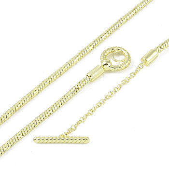 Brass Round Snake Chain Necklaces with Toggle Clasps, Real 18K Gold Plated, 20.31 inch(51.6cm)