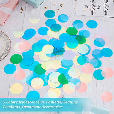 600Pcs 5 Colors Iridescent PVC Paillette/Sequins Pendants(KY-OC0001-33B)-4