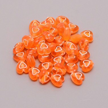 Dark Orange Heart Acrylic Beads