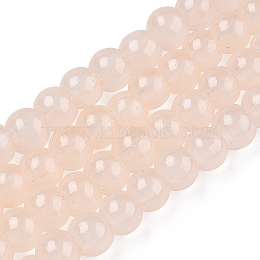 Blanched Almond Round Glass Beads
