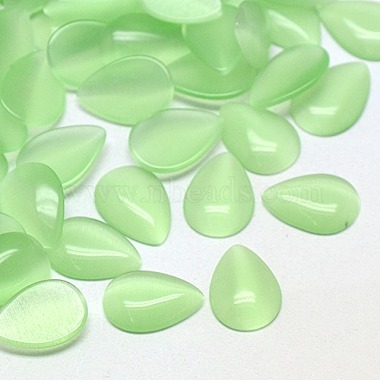 Pale Green Teardrop Glass Cabochons