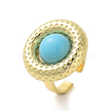 Resin Flat Round Open Cuff Ring(RJEW-A035-02G)-2