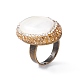 Natural Shell Oval Adjustable Ring with Rhinestone(RJEW-E052-06AB)-4