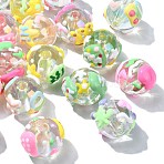 20Pcs 10 Styles Handmade Transparent Acrylic Beads, Hand Painted Beads, Round with Fruit Pattern, Mixed Color, 18x15mm, Hole: 2.5~3mm, 2pcs/style(MACR-CJ0002-14)