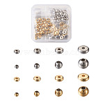 304 Stainless Steel Spacer Beads, Round & Flat Round, Golden & Stainless Steel Color, 160pcs/box(STAS-TA0004-68)