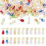 110Pcs 11 Colors Glass Pendants, with Iron Findings, Mixed Color, 15mm, Hole: 3mm, 10pcs/color(PALLOY-TAC0298)