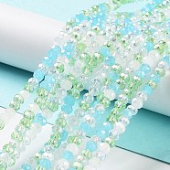 Glass Beads Strands, Faceted, Rondelle, Azure, 4x3mm, Hole: 0.4mm, about 123~127pcs/strand, 15.75~16.5 inch(40~42cm)(EGLA-A034-M4mm-50)