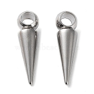 201 Stainless Steel Pendants, Cone Charm, Stainless Steel Color, 21x5.5~6mm, Hole: 3.2mm(STAS-M323-28P-1)