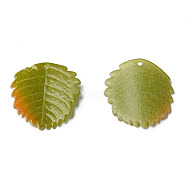 Plastic Pendants, Leaf, Olive, 17x15x2.5mm, Hole: 0.9mm(KY-N015-175)