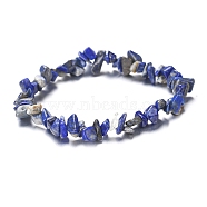 Natural Lapis Lazuli Chips Beaded Stretch Bracelet for Women, 6-3/4~8-5/8 inch(17~22cm)(PW-WG72437-07)