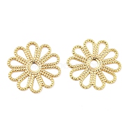 Brass Cabochons, Etched Metal Embellishments, Flower, Real 18K Gold Plated, 16x15.5x0.7mm(KK-L208-45G)