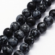 Natural Snowflake Obsidian Beads Strands, Round, 6mm, Hole: 0.8mm, about 63pcs/strand,  14.76 inch(37.5cm)(X-G-I199-36-6mm)