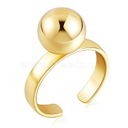 925 Sterling Silver Round Ball Open Cuff Ring for Women, Golden, US Size 5 1/4(15.9mm)(JR910B)