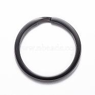 304 Stainless Steel Split Key Rings, Electrophoresis Black, 30x2.5mm(STAS-H383-29B)