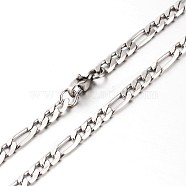 304 Stainless Steel Figaro Chains Necklaces, with Lobster Claw Clasps, Faceted, Stainless Steel Color, 23.6 inch(59.9cm)(NJEW-O051-01)