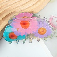 PVC Claw Hair Clips, Flower, Pearl Pink, 83x45mm(PW-WG11502-02)