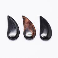 Natural Black Agate Agate Pendants, Magatama, Dyed, 40~44x18~22x5~7mm, Hole: 1.5mm(G-K178-16C)