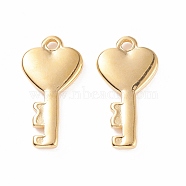 304 Stainless Steel Pendants, Key, Golden, 19x10x2mm, Hole: 1.5mm(STAS-B024-56G)