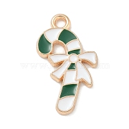 Christmas Theme Alloy Enamel Pendants, Golden, Candy Cane, 22x12x1.2mm, Hole: 1.8mm(ENAM-K074-02D-02)