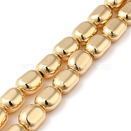 Electroplated Synthetic Non-magnetic Hematite Beads Strands, Oval, Light Gold Plated, 9.5x8x6mm, Hole: 0.9mm, about 42pcs/strand, 16.14''(41cm)(G-Q1009-J02-01LG)