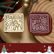 Christmas Theme Wax Seal Brass Stamp Head, for Wax Seal Stamp, Golden, Snowman, 25x25x14.5mm, Inner Diameter: 7mm(TOOL-R125-04A)