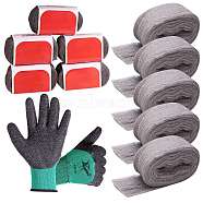 1 Pair Cut Resistant Gloves, Latex Sandy Coated Work Gloves, with 5 Bundle Polished Steel Wire, Turquoise, 100mm, 2m/bundle(DIY-SZ0002-58)