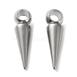 Non-Tarnish 201 Stainless Steel Pendants, Cone Charm, Stainless Steel Color, 21x5.5~6mm, Hole: 3.2mm(STAS-M323-28P-1)